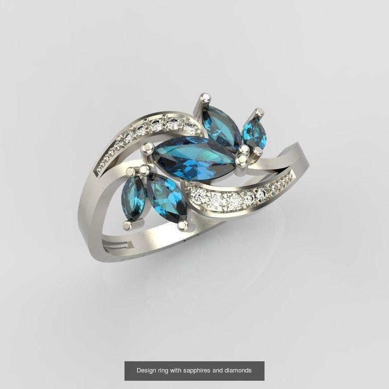 24 Women Gemstone Rings pack 3dm stl 3D print model 3D Model Collection_11
