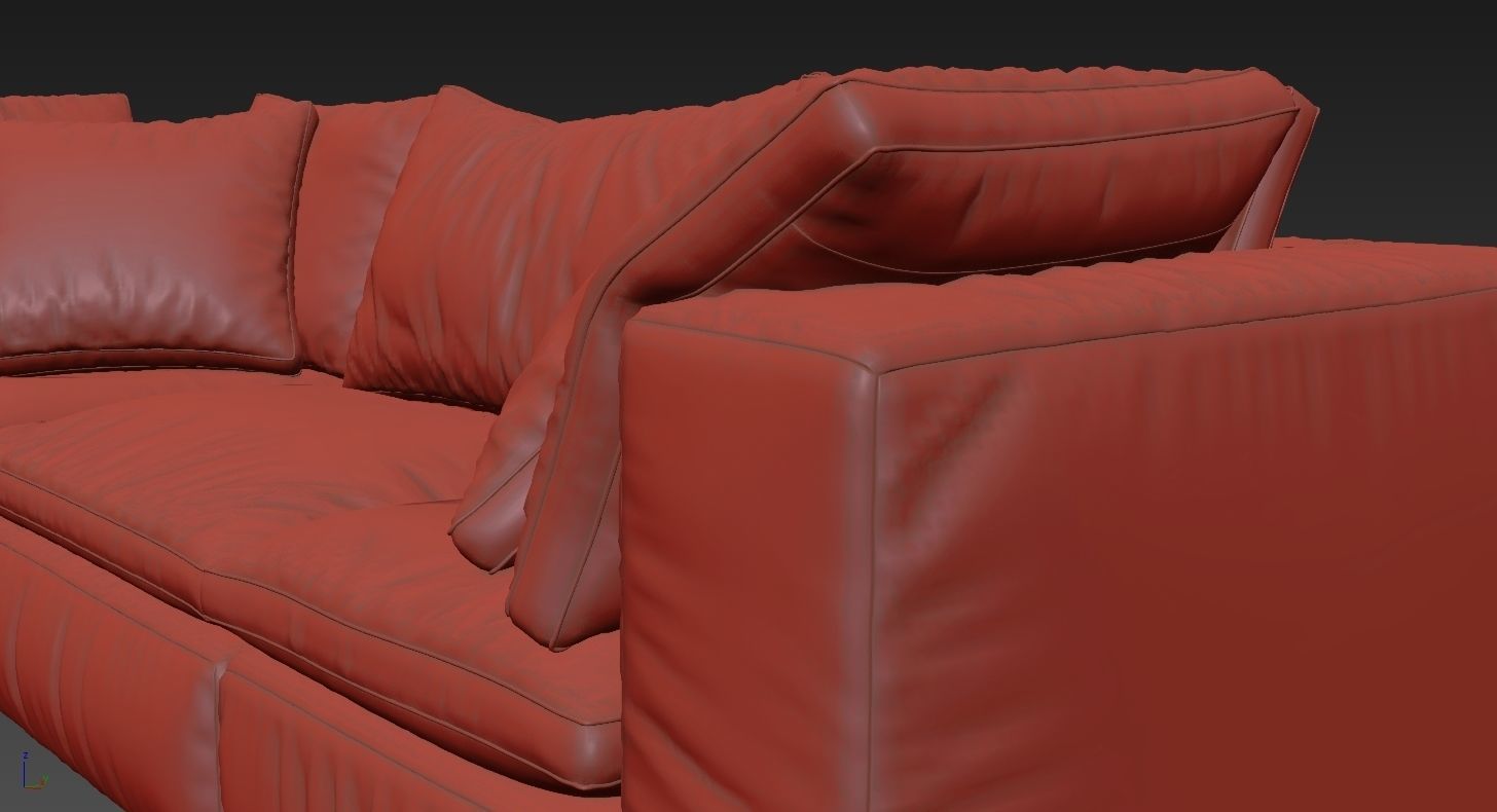 RH Cloud Modular Leather Sofa 3D model_6