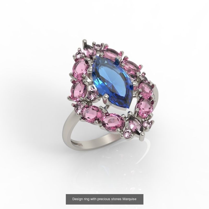 15 Women Gemstone Rings pack 3dm stl 3D print model 3D Model Collection_3