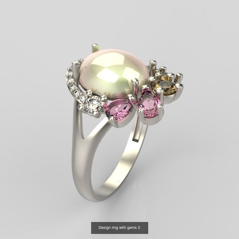 15 Women Gemstone Rings pack 3dm stl 3D print model 3D Model Collection_8