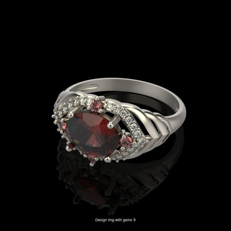 15 Women Gemstone Rings pack 3dm stl 3D print model 3D Model Collection_7