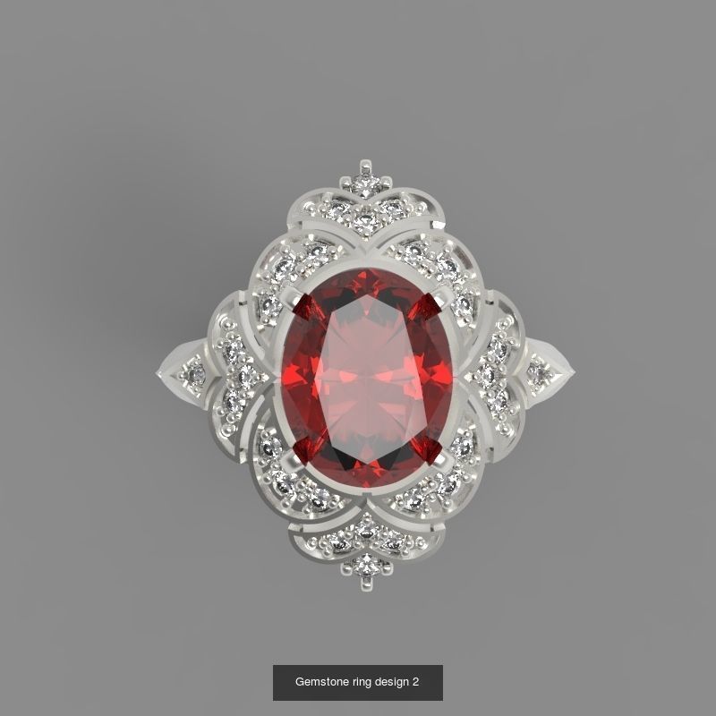 15 Women Gemstone Rings pack 3dm stl 3D print model 3D Model Collection_2