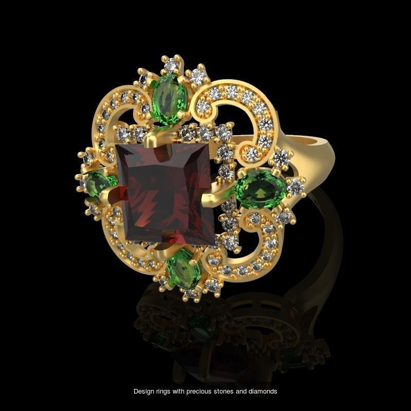 15 Women Gemstone Rings pack 3dm stl 3D print model 3D Model Collection_1