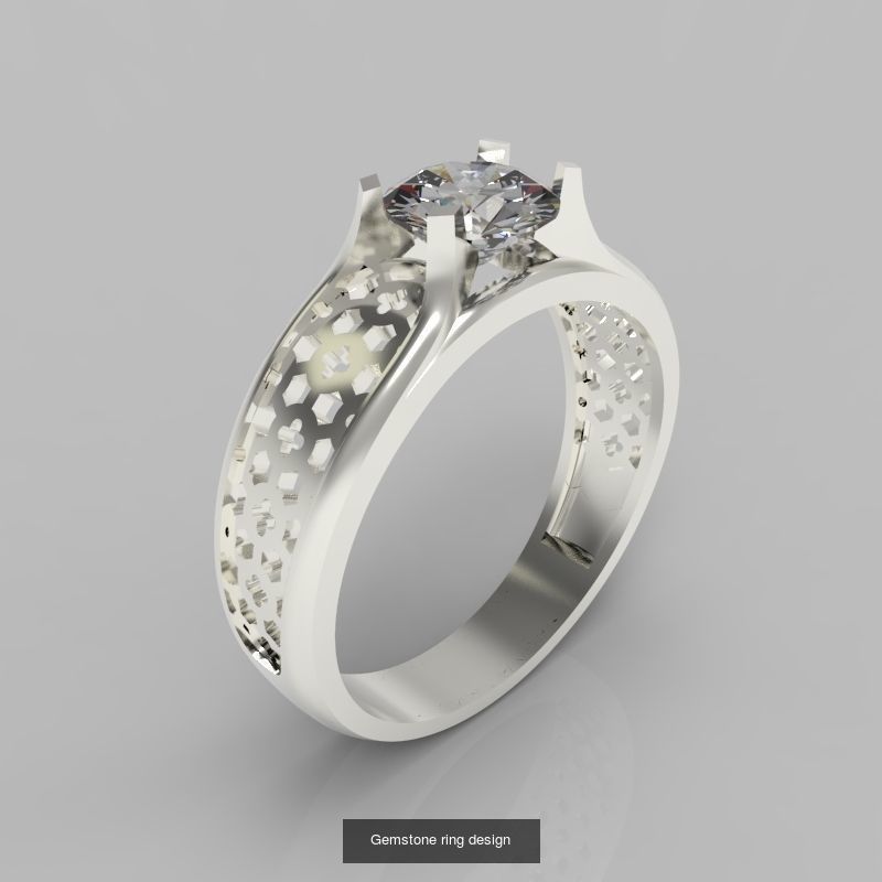 12 Women Rings with diamonds pack 3dm stl 3D print model 3D Model Collection_2