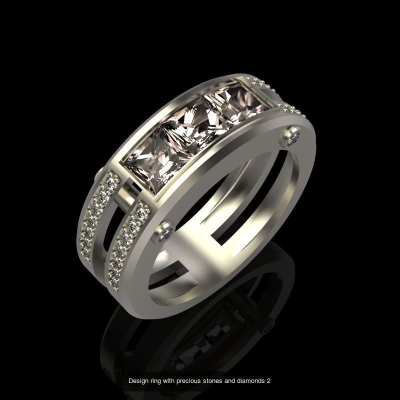 12 Women Rings with diamonds pack 3dm stl 3D print model 3D Model Collection_3