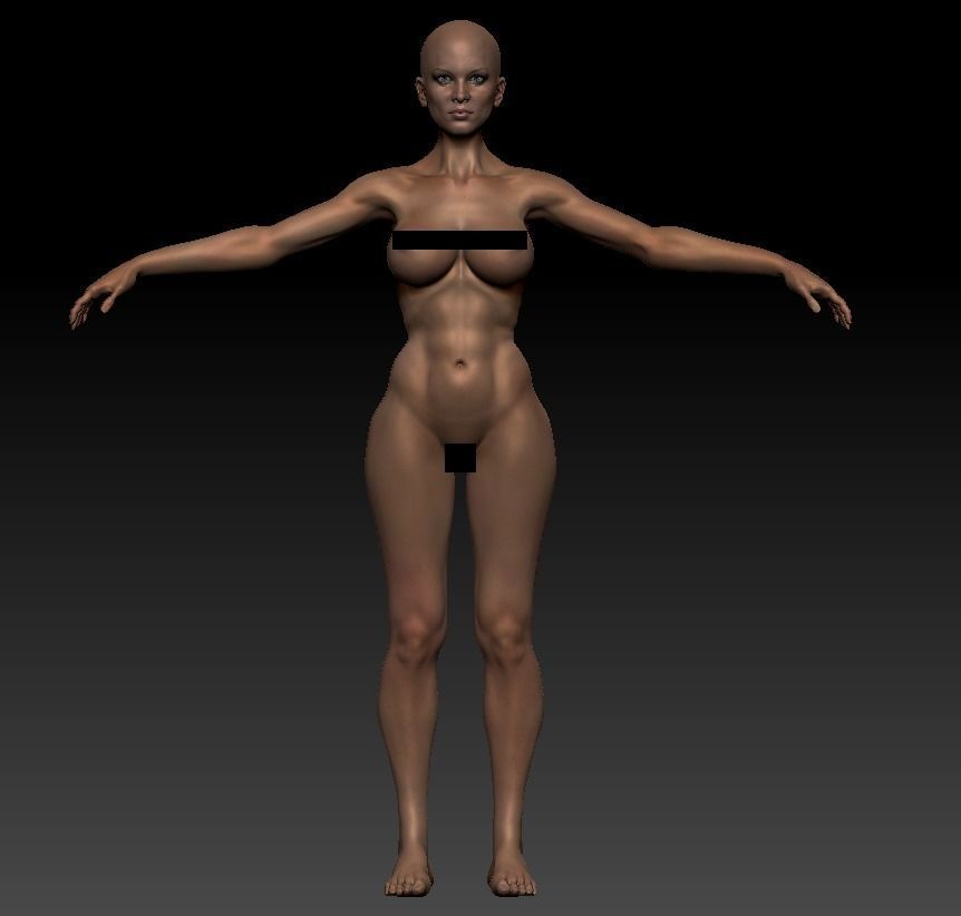 Basemesh Female  Low-poly 3D model_1