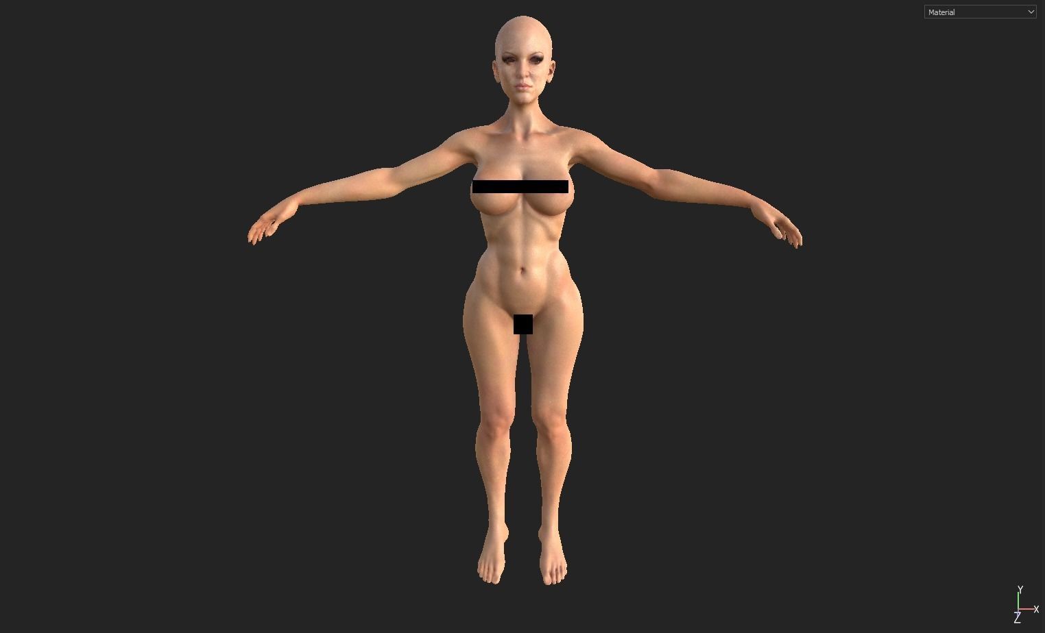 Basemesh Female  Low-poly 3D model_3