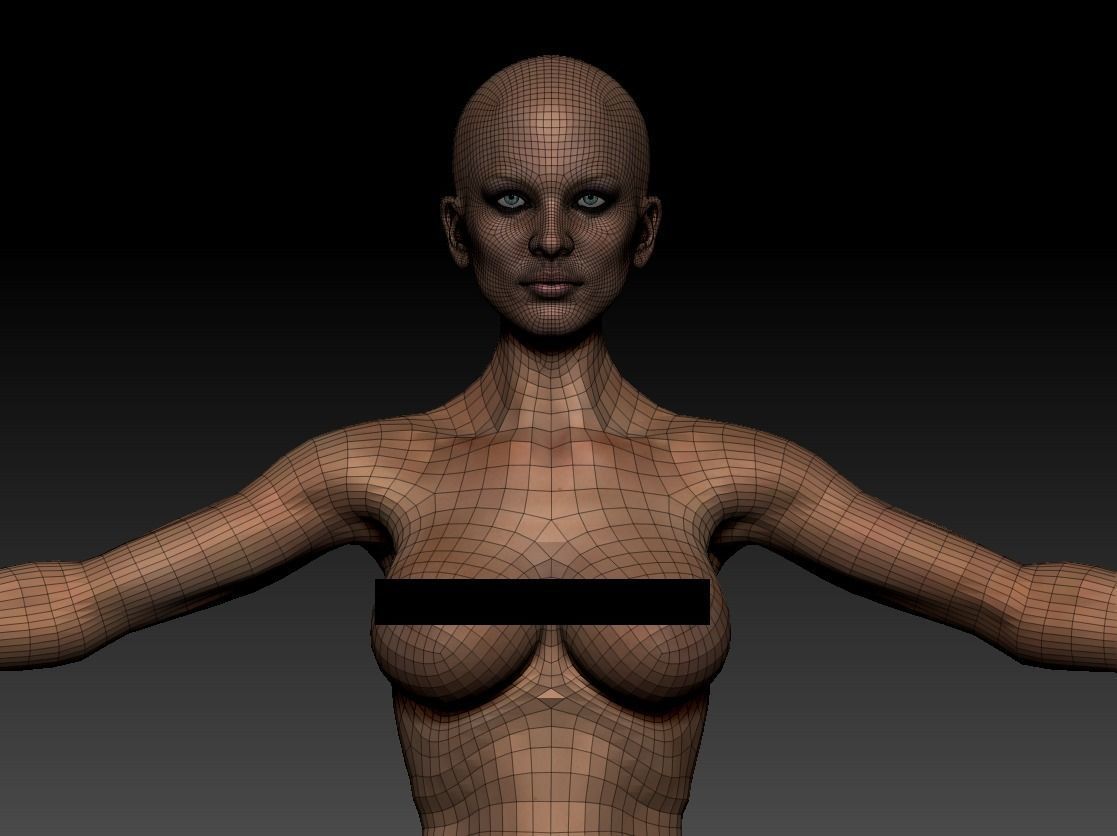 Basemesh Female  Low-poly 3D model_5