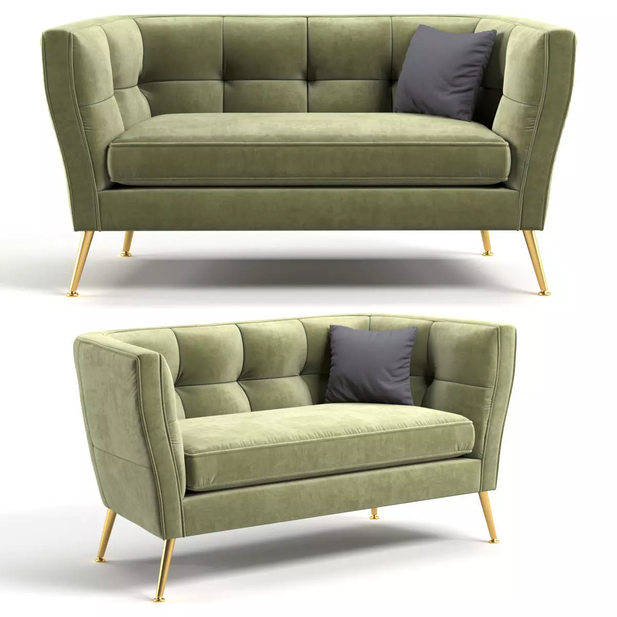 Kare Sofa Rimini Green 2-Seater 160cm 3D model