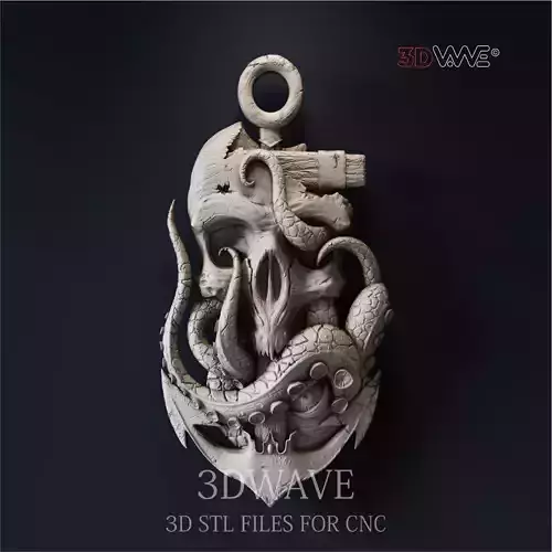 Octopus Skull on Anchor 3D model