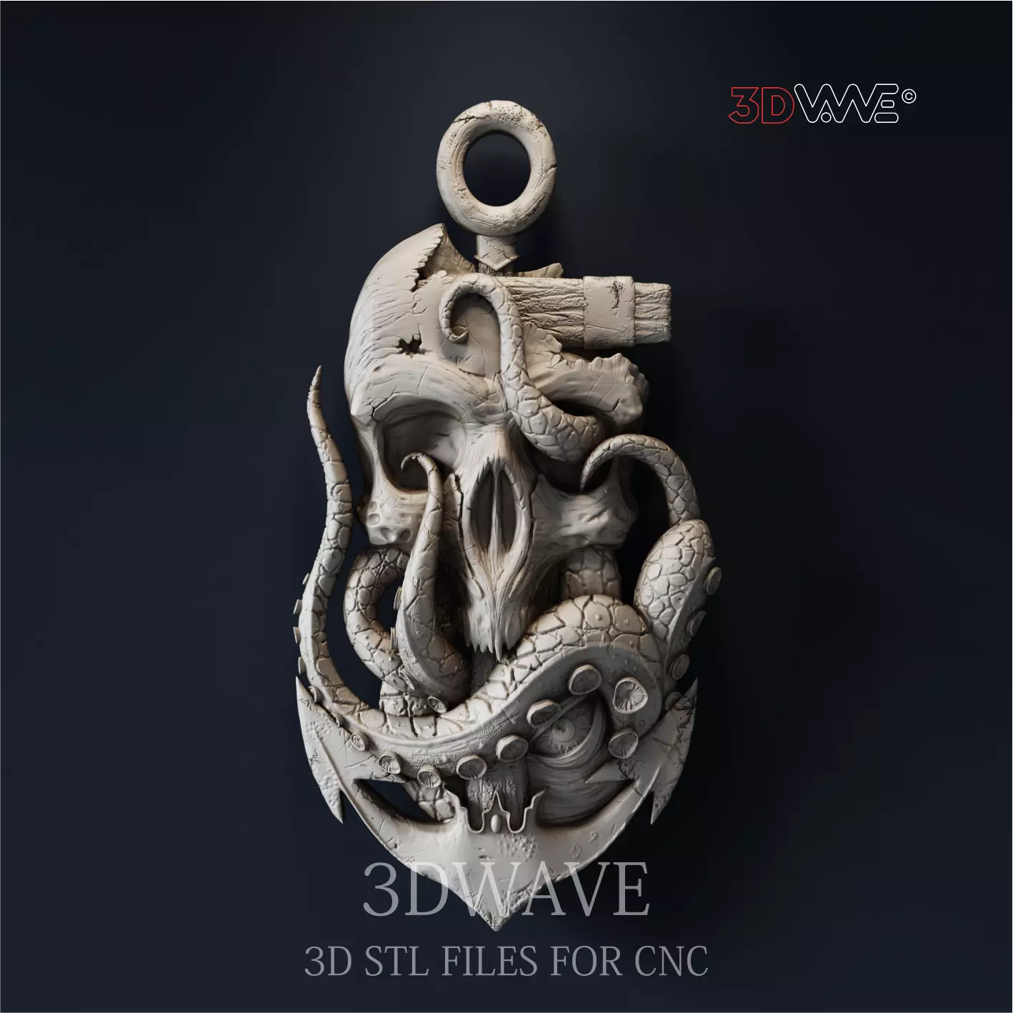 Octopus Skull on Anchor 3D model_0