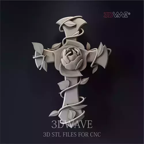 Cross with rose  3D model