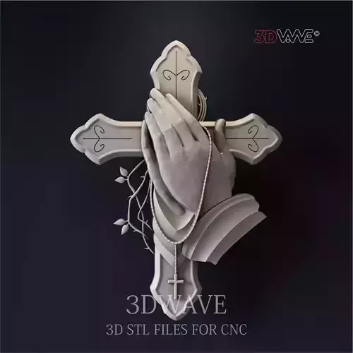 CROSS WITH PRAYING HANDS