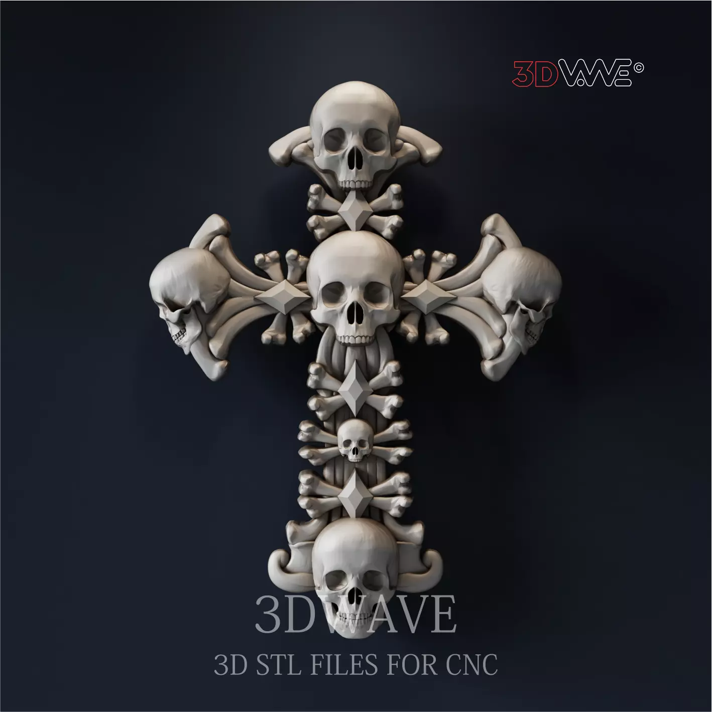 CROSS WITH SKULLS  3D model_0