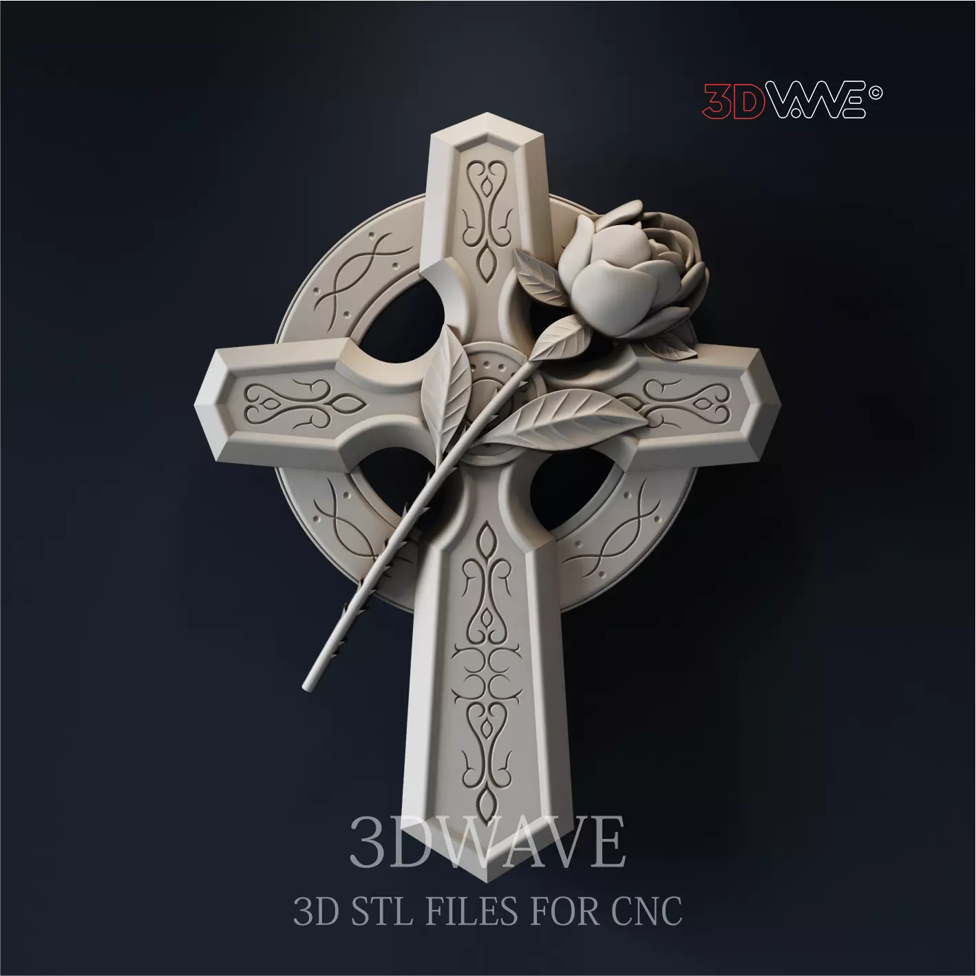 CROSS WITH ROSE 3D model_0