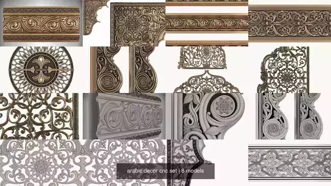 arabic decor cnc set 3D Model Collection