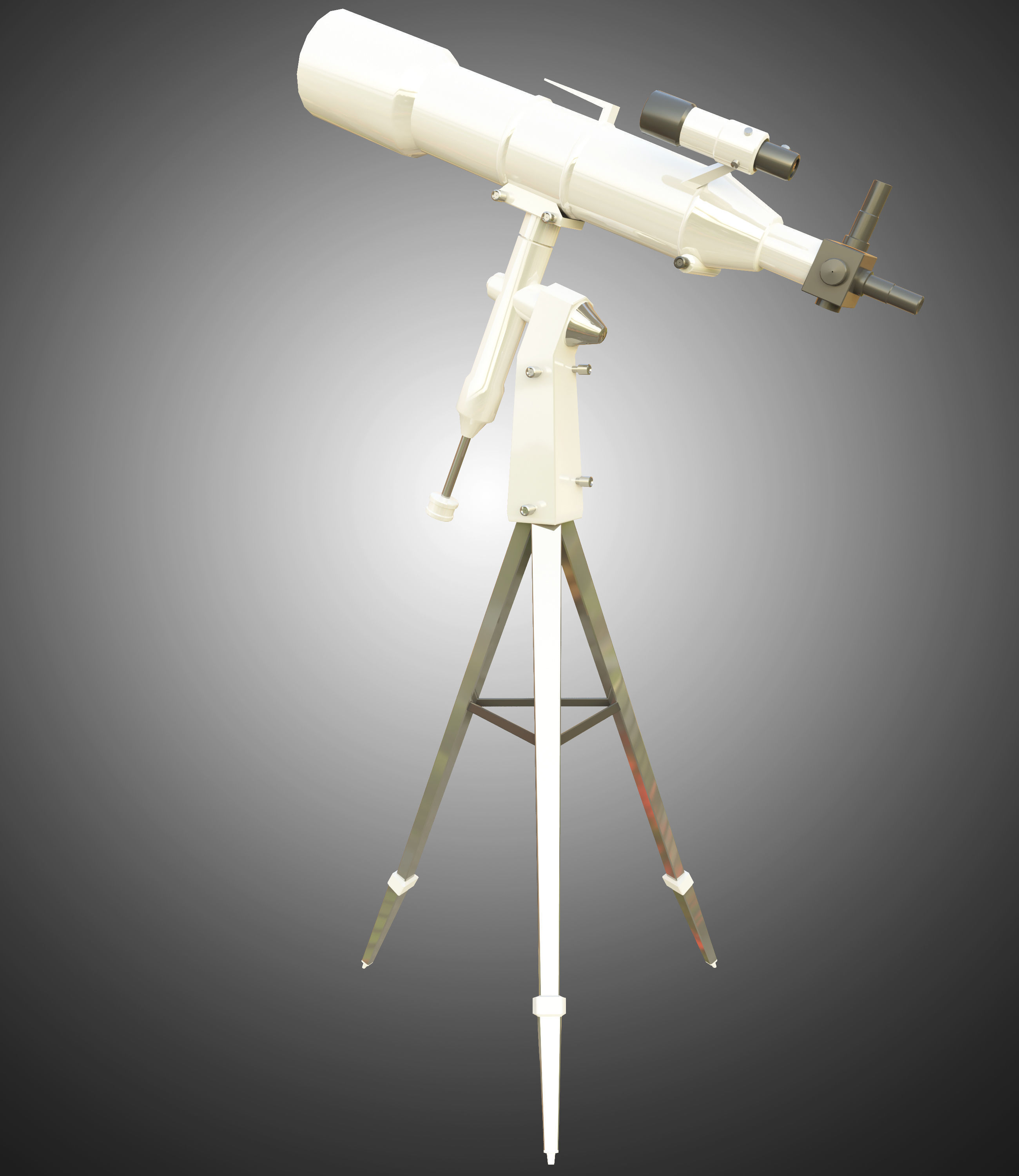 Telescope on tripod Low-poly 3D model_7