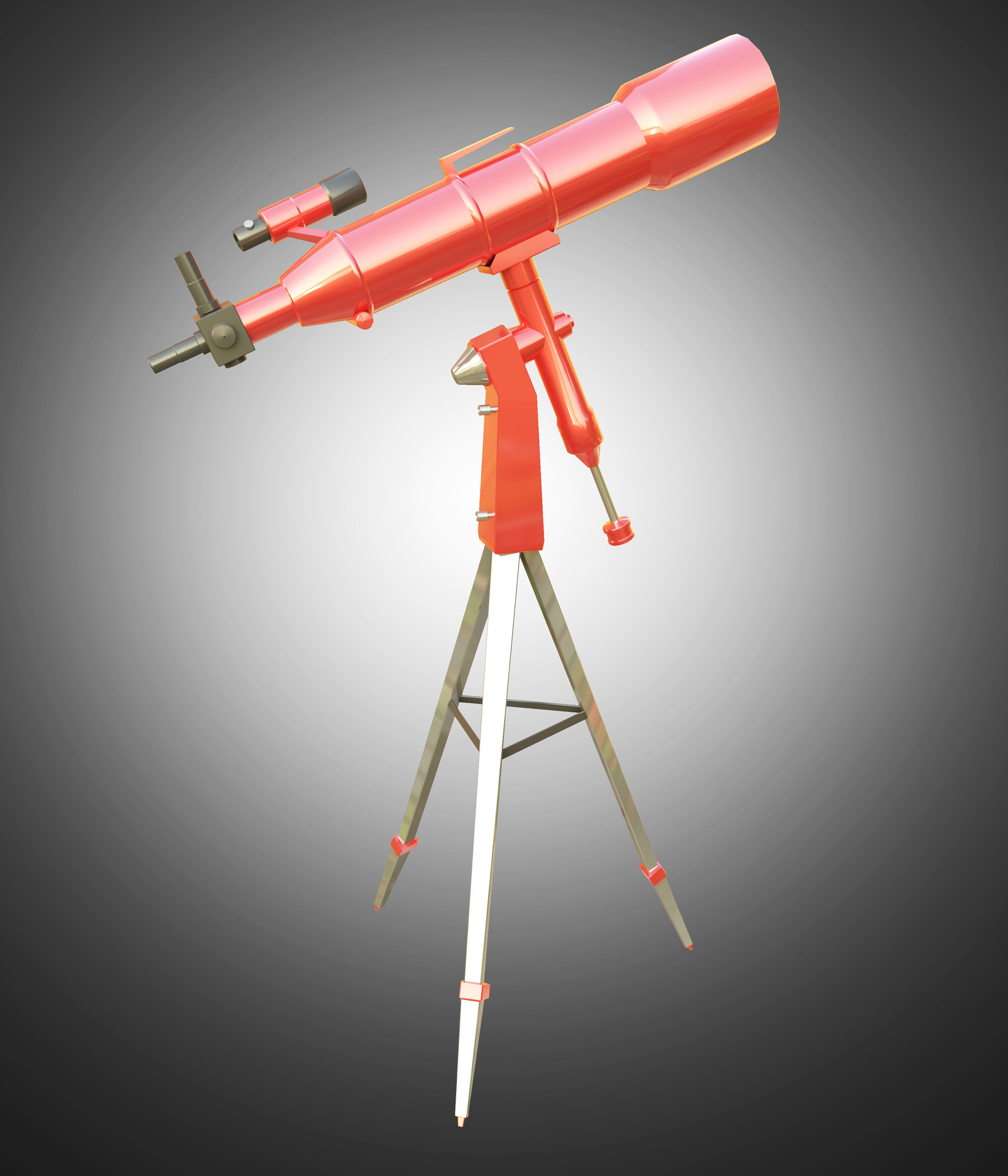 Telescope on tripod Low-poly 3D model_15