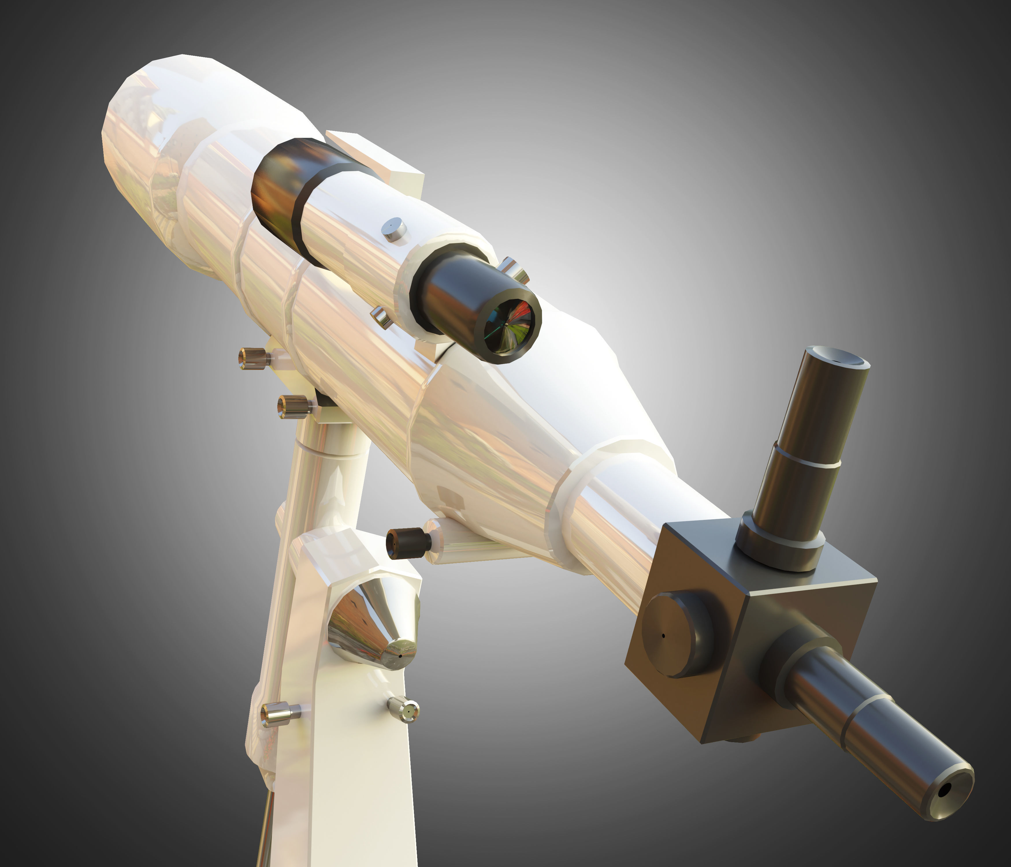 Telescope on tripod Low-poly 3D model_12