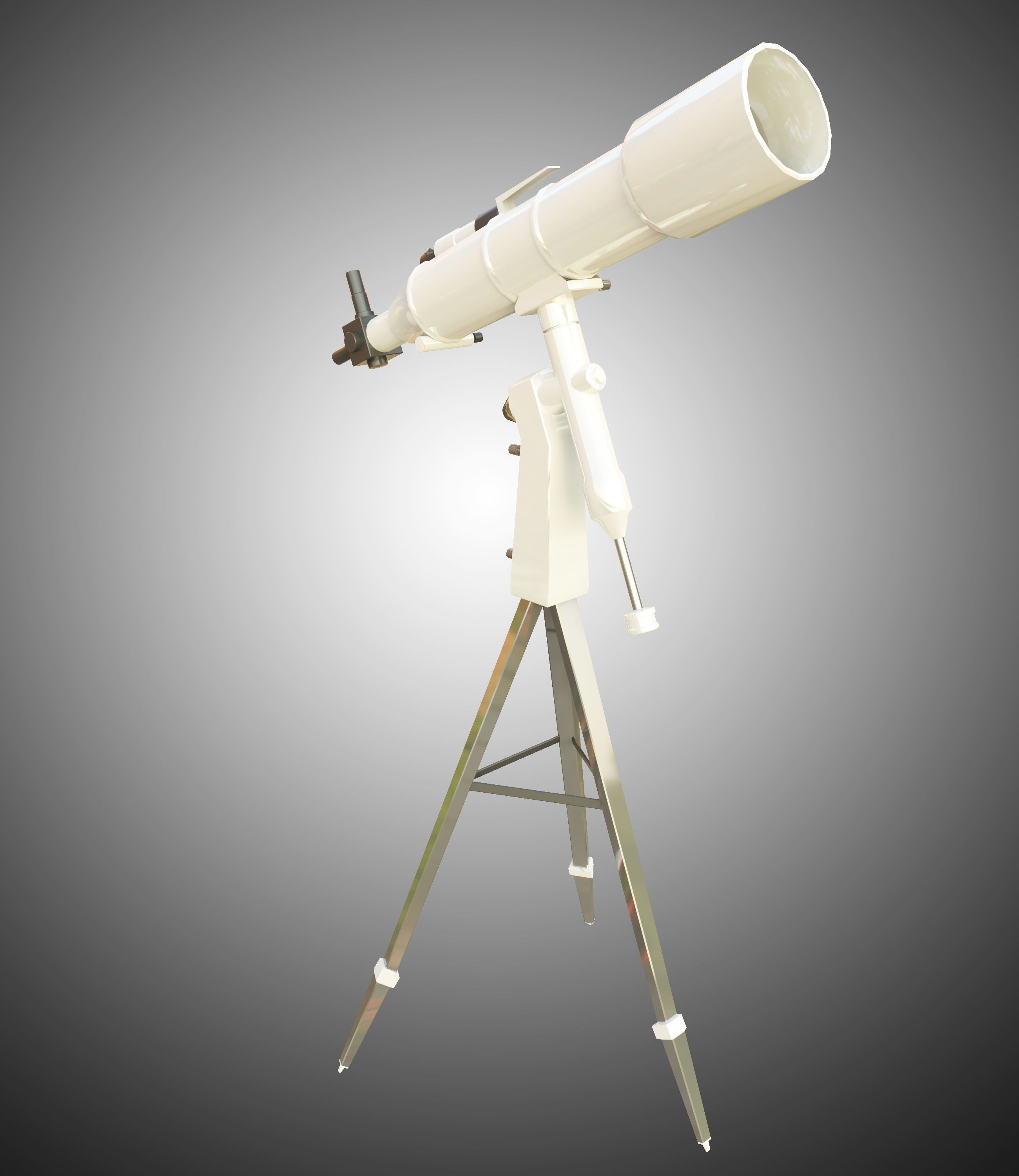 Telescope on tripod Low-poly 3D model_5