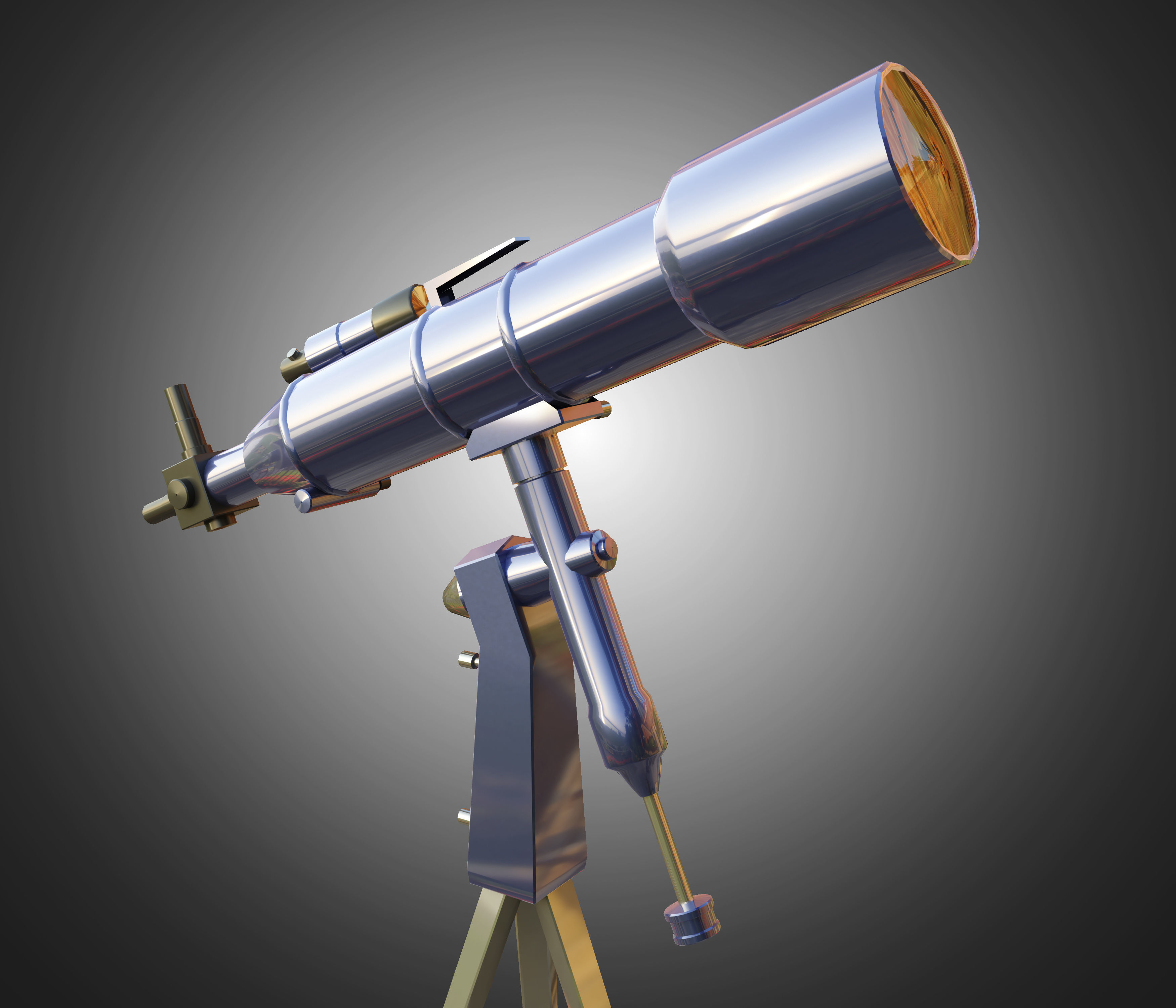 Telescope on tripod Low-poly 3D model_4