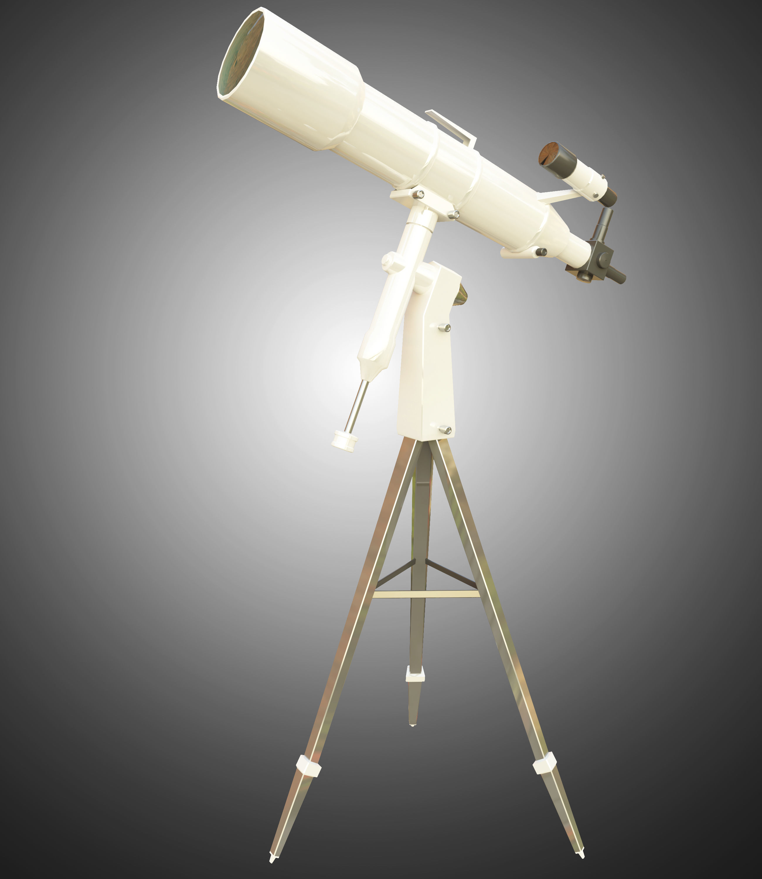 Telescope on tripod Low-poly 3D model_6