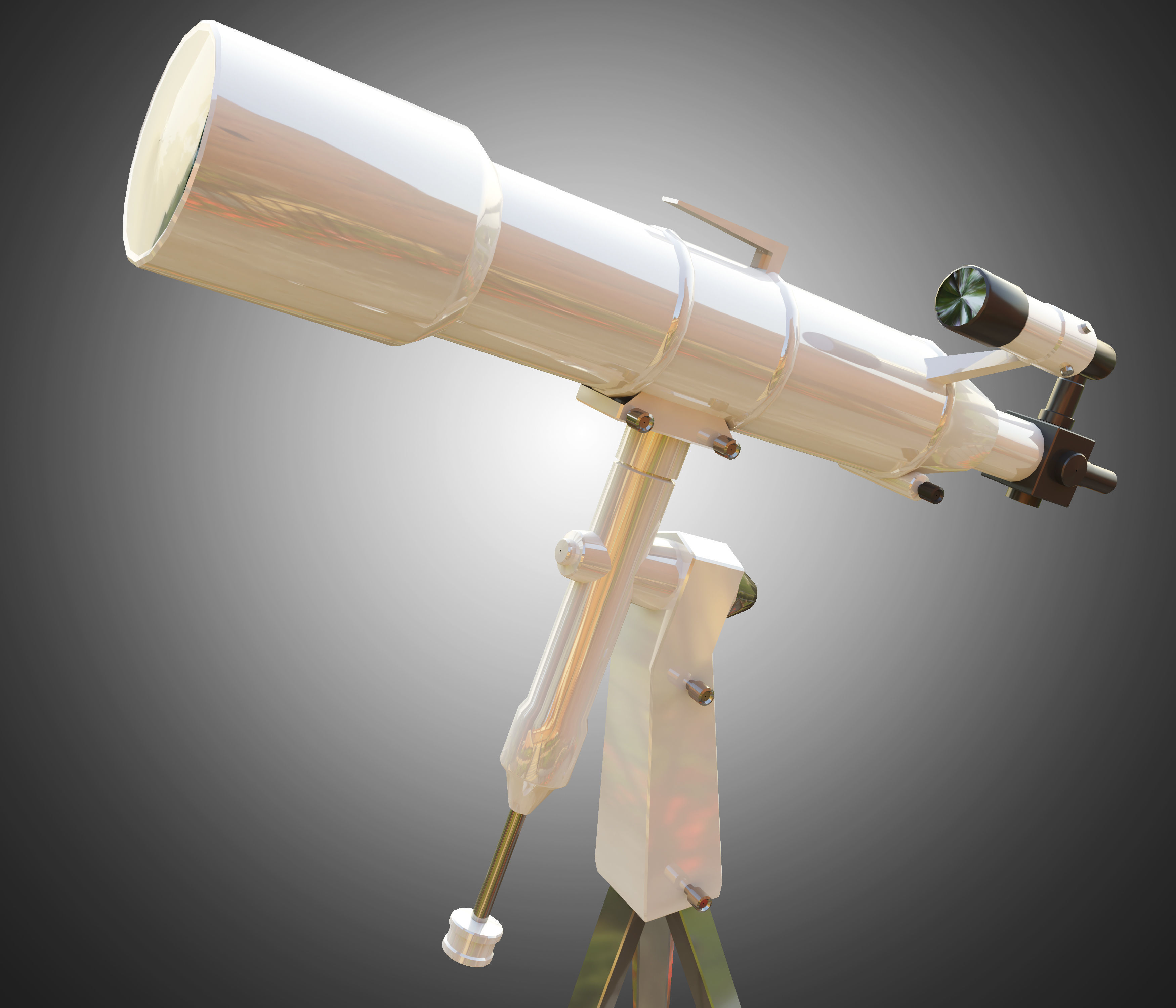 Telescope on tripod Low-poly 3D model_10