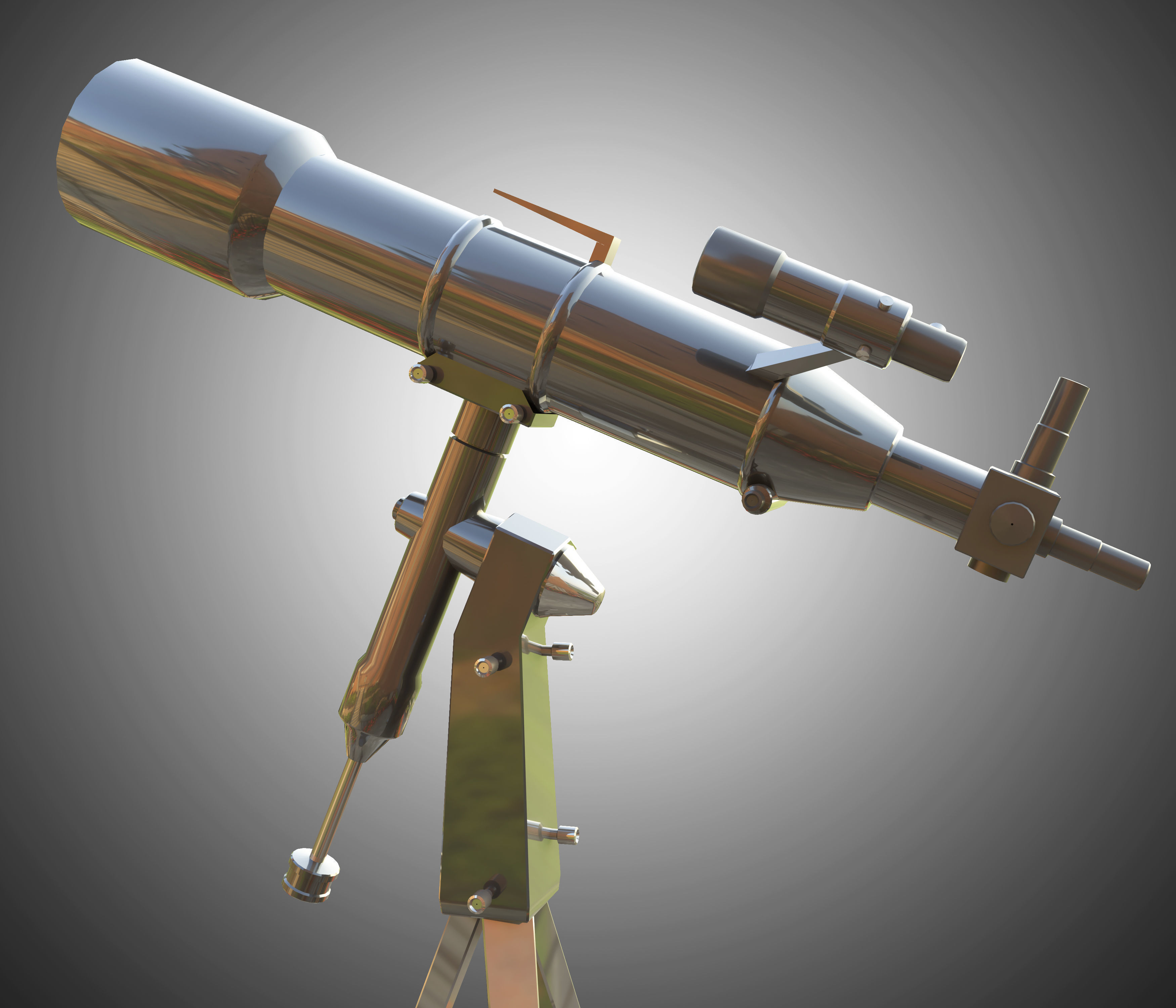 Telescope on tripod Low-poly 3D model_2