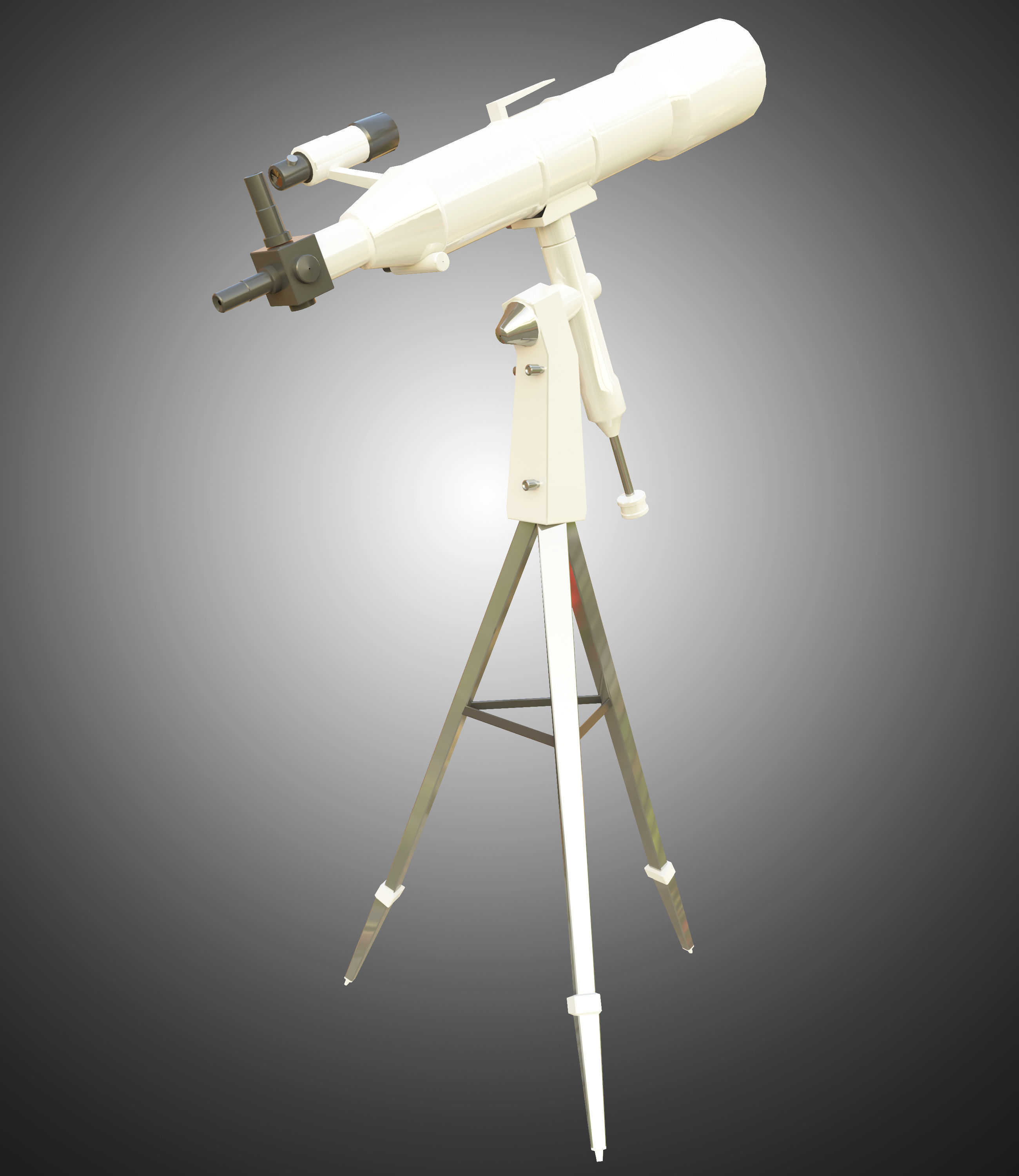 Telescope on tripod Low-poly 3D model_9