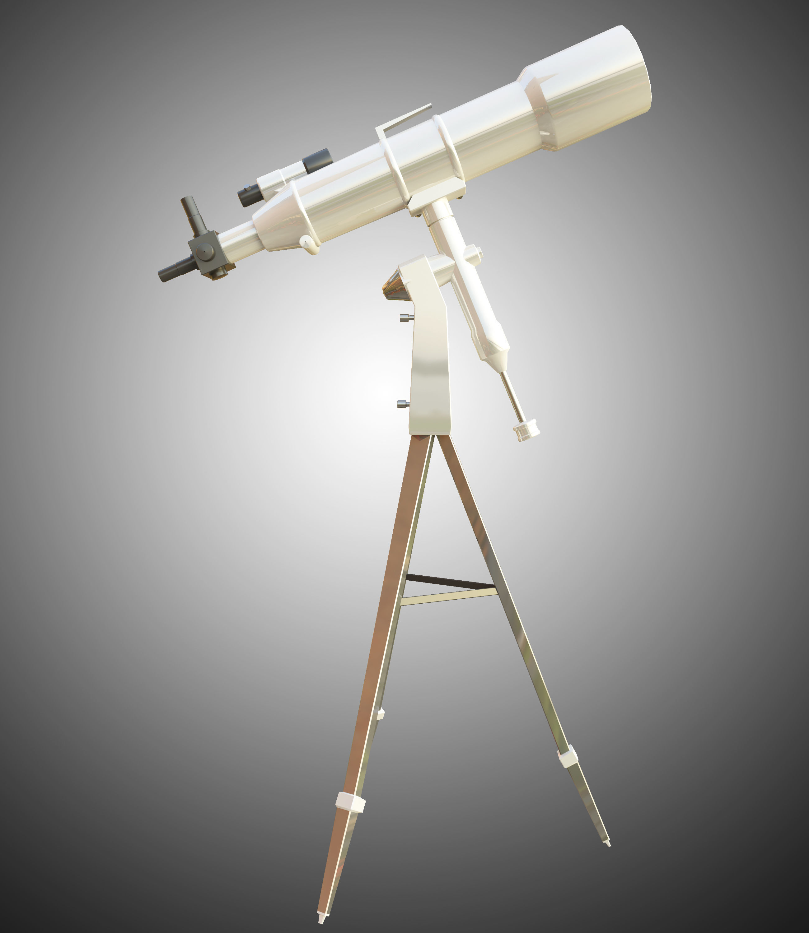 Telescope on tripod Low-poly 3D model_3