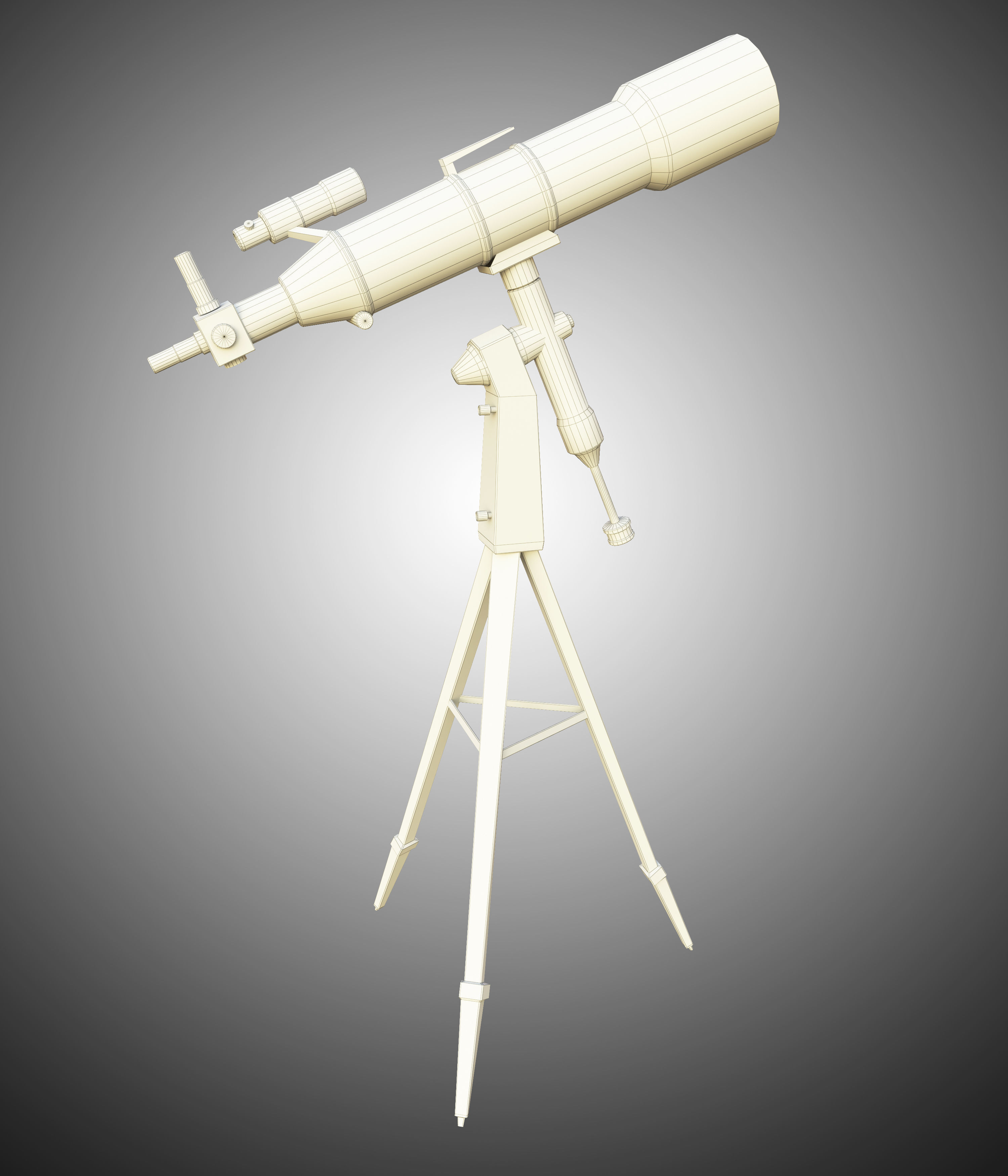 Telescope on tripod Low-poly 3D model_14