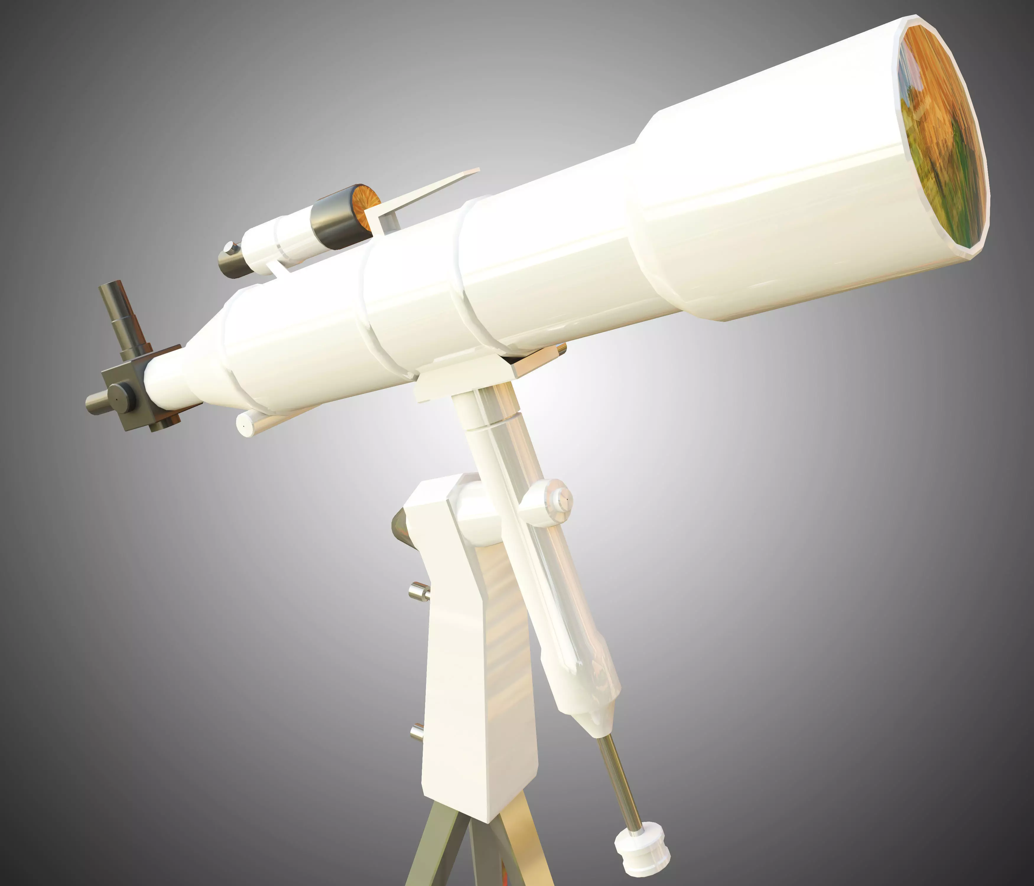 Telescope on tripod Low-poly 3D model_0