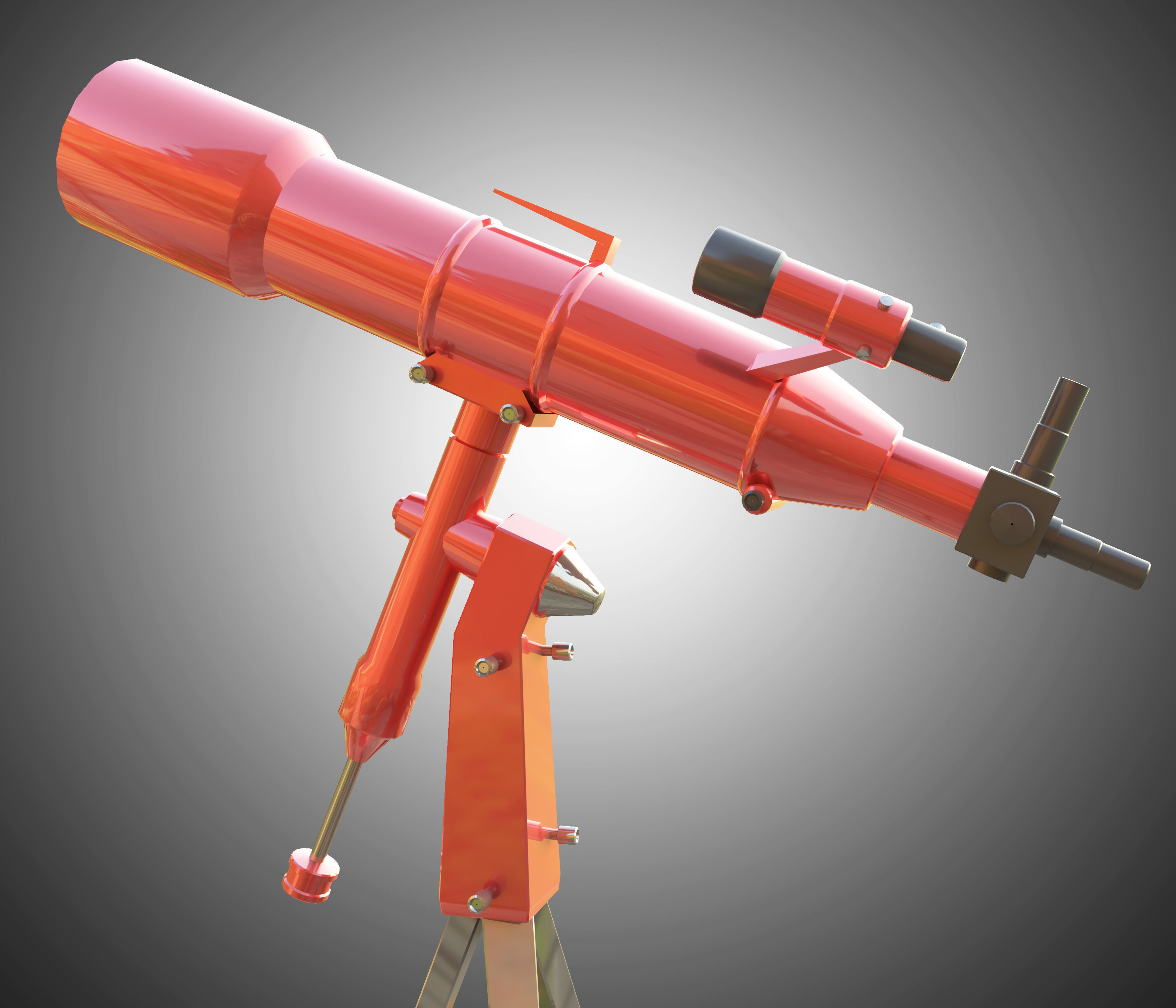 Telescope on tripod Low-poly 3D model_1