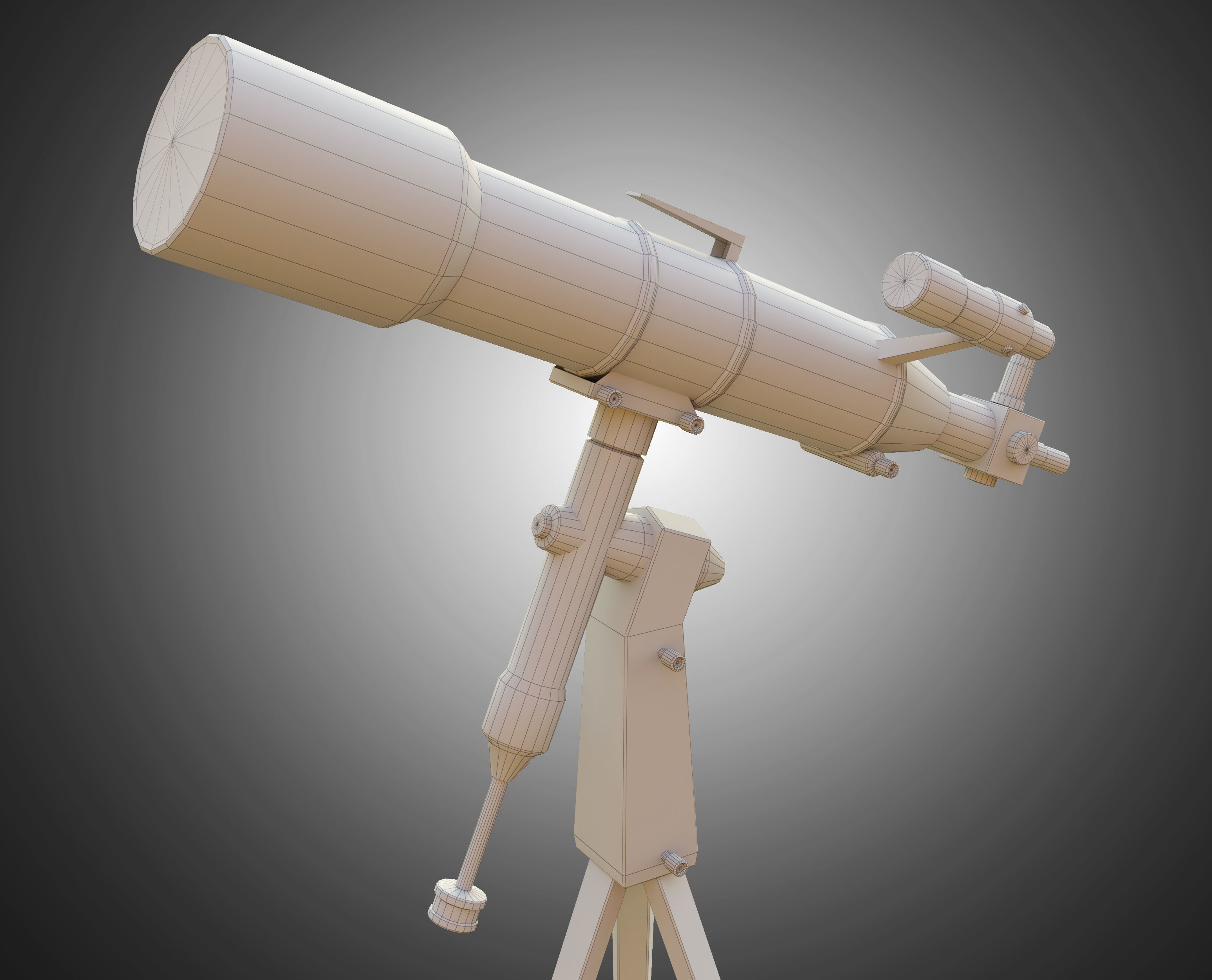 Telescope on tripod Low-poly 3D model_13
