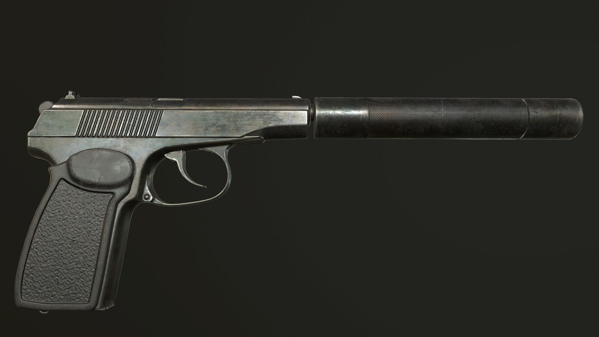 Pistol Makarov Low-poly 3D model_3