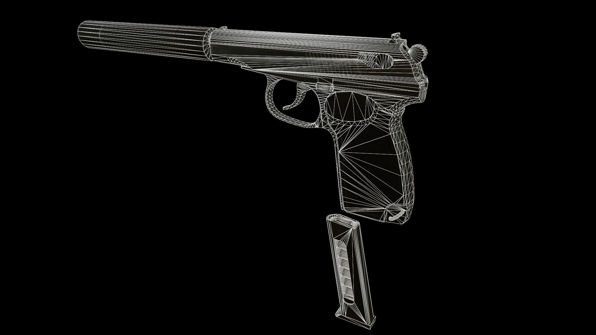 Pistol Makarov Low-poly 3D model_5