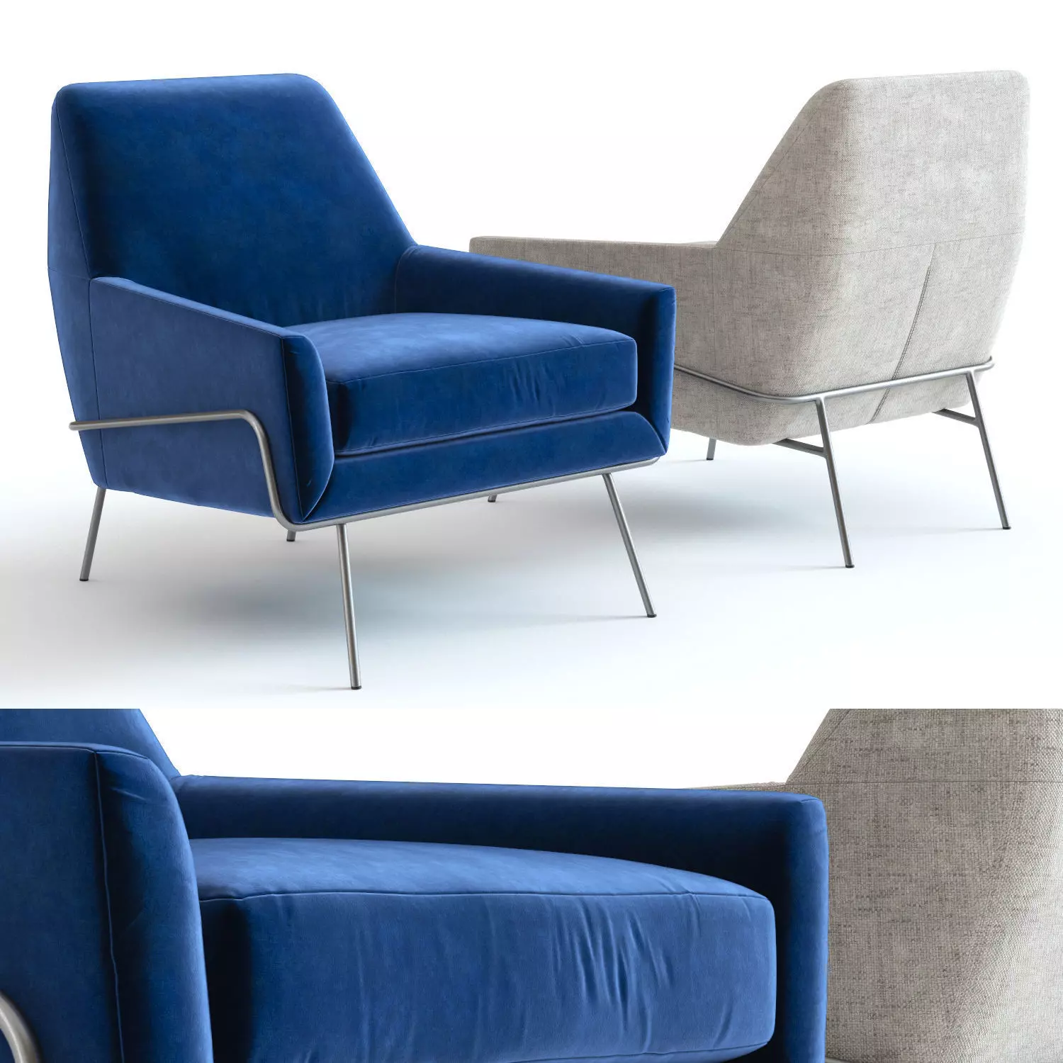 West Elm Lucas Wire Base Chair 3D model