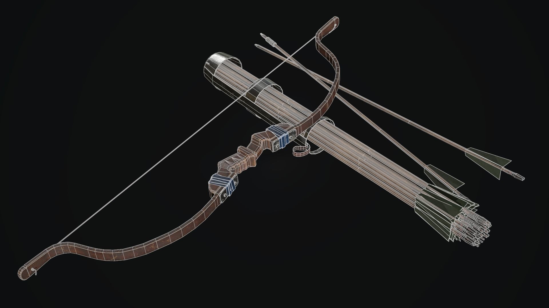Composite bow Low-poly 3D model_8