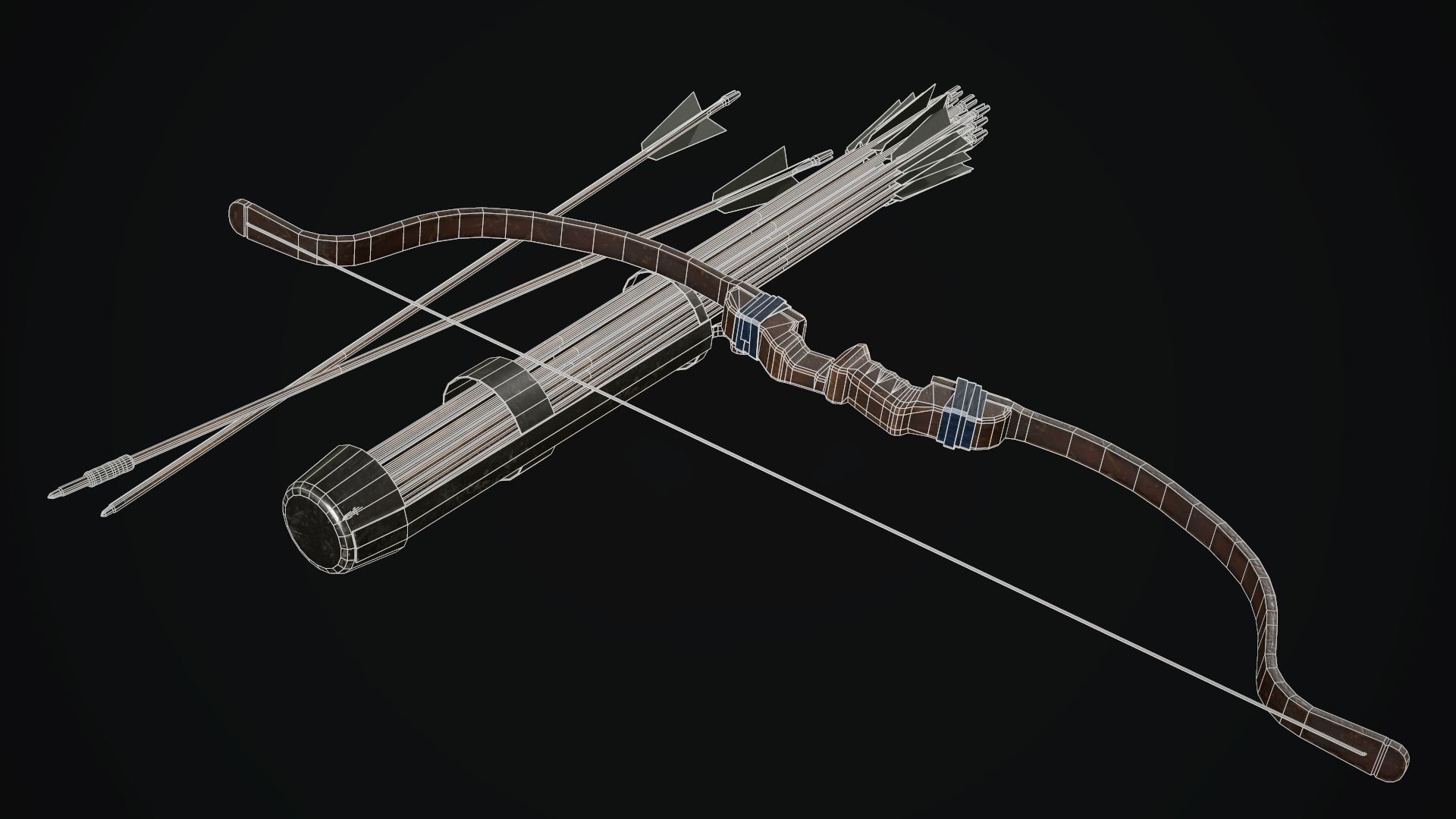 Composite bow Low-poly 3D model_7