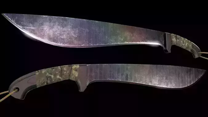 Machete PBR two knives Low-poly 3D model