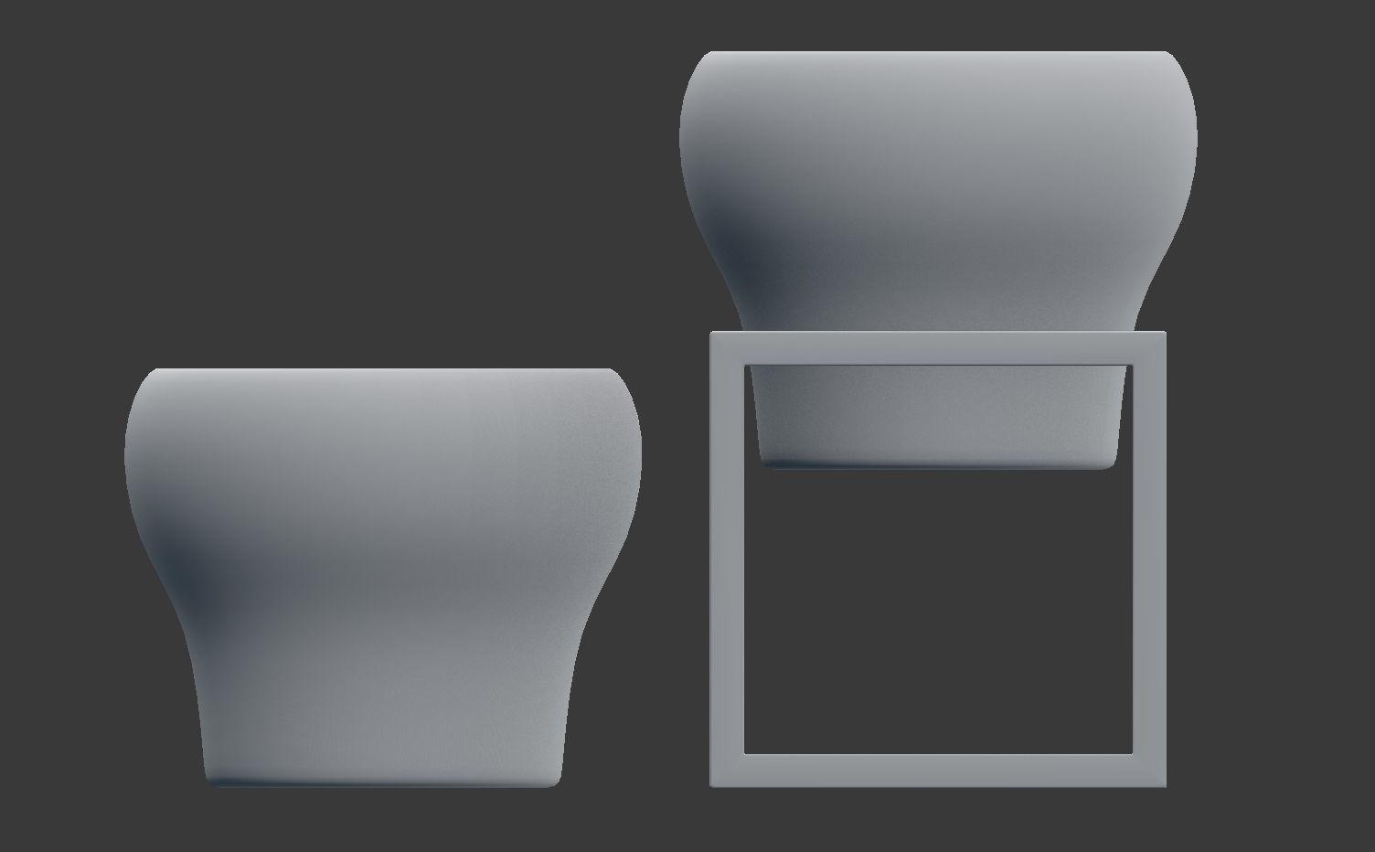 Flower Pot with a Wood Cube Frame 3D model_5