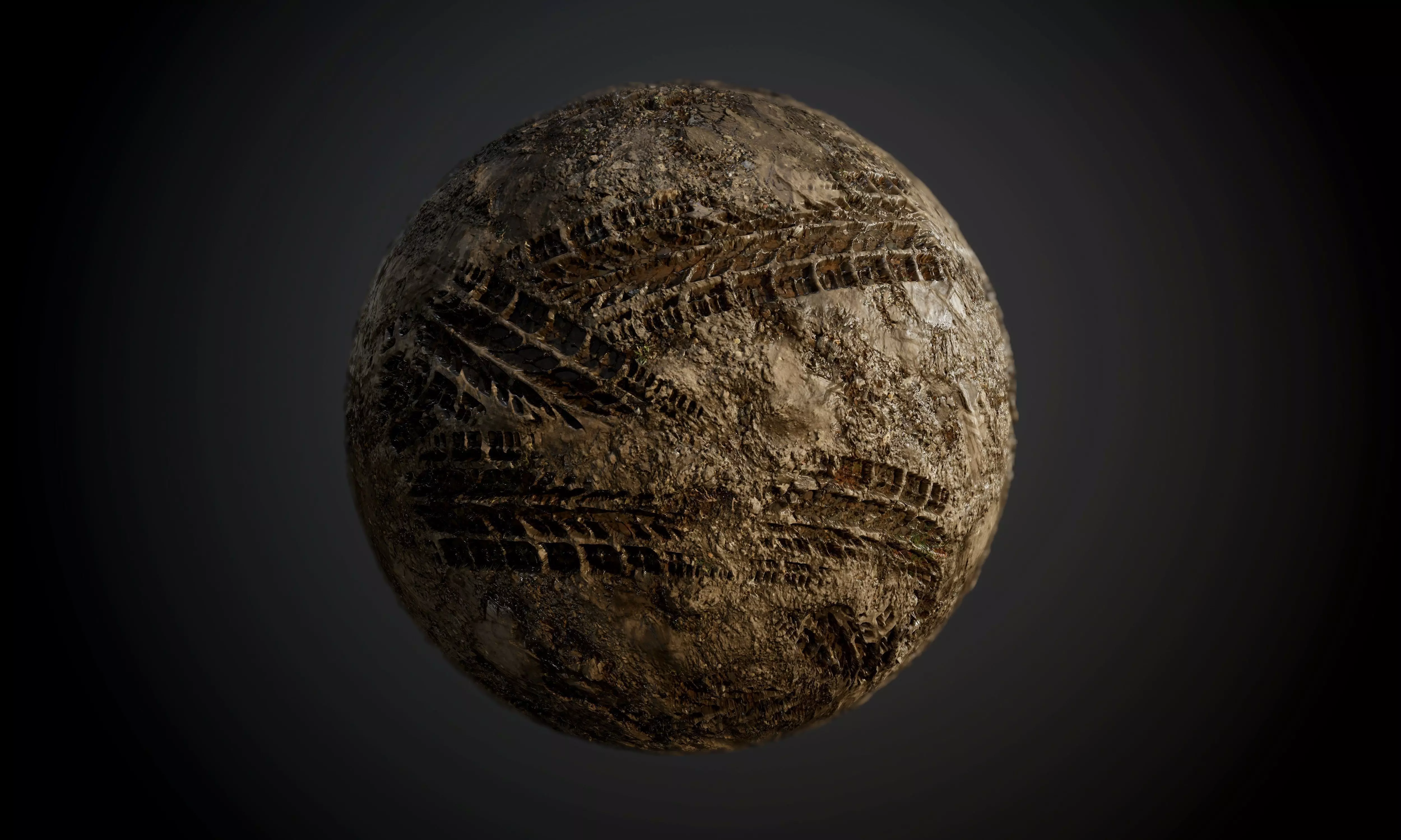 Ground Dirt Stone Soil Grass Tire Track Seamless PBR Texture Texture_0