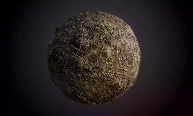 Ground Dirt Stone Soil Grass Tire Track Seamless PBR Texture