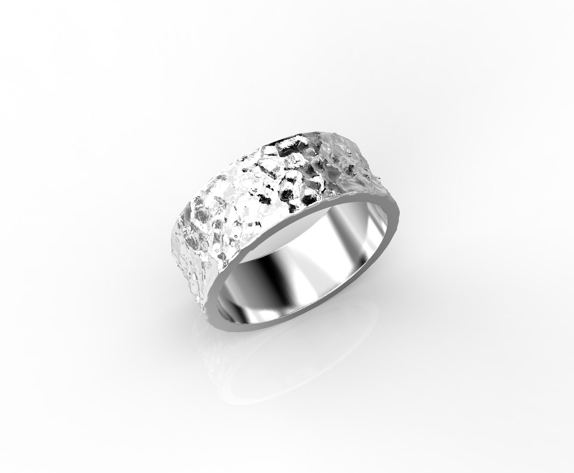 190409 R Ring with rude relief 3D print model_4