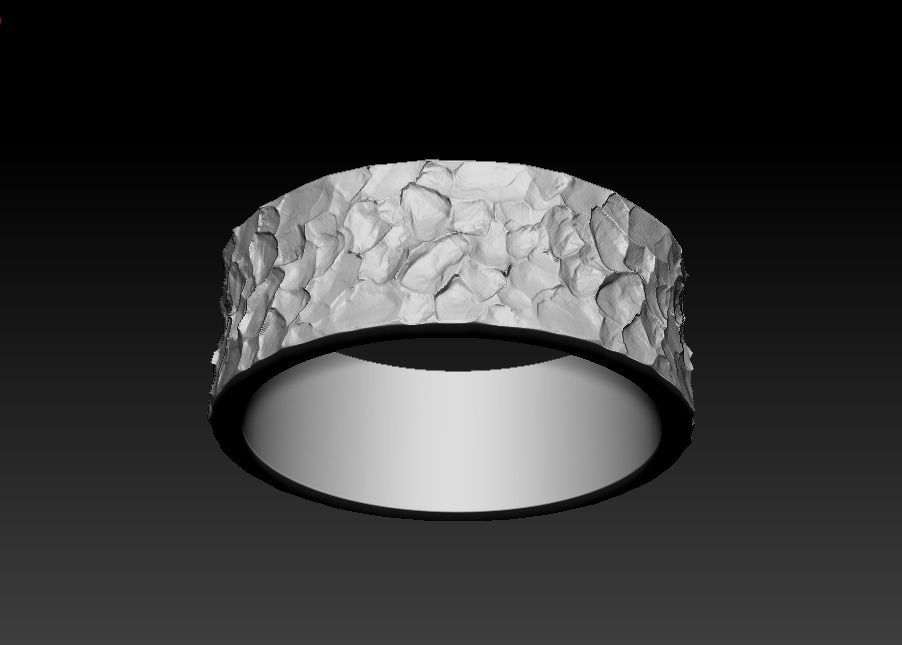 190409 R Ring with rude relief 3D print model_5