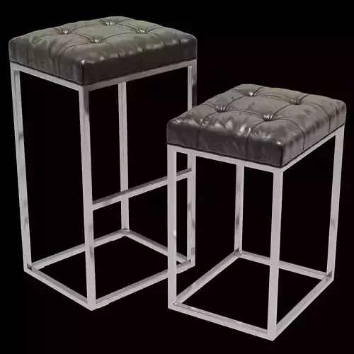 Restoration Hardware Reese Tufted Leather Stool