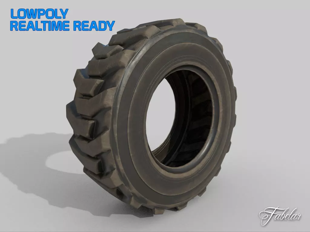 Loader tyre dirt Low-poly 3D model_0