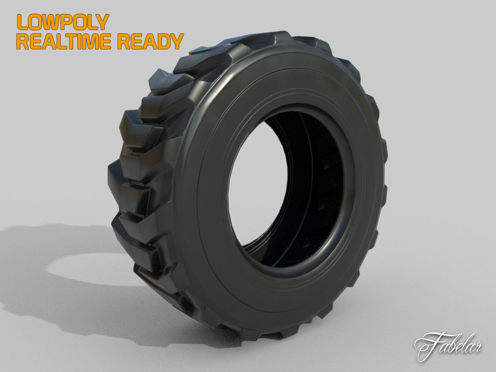 Loader tyre collection Low-poly 3D model_1