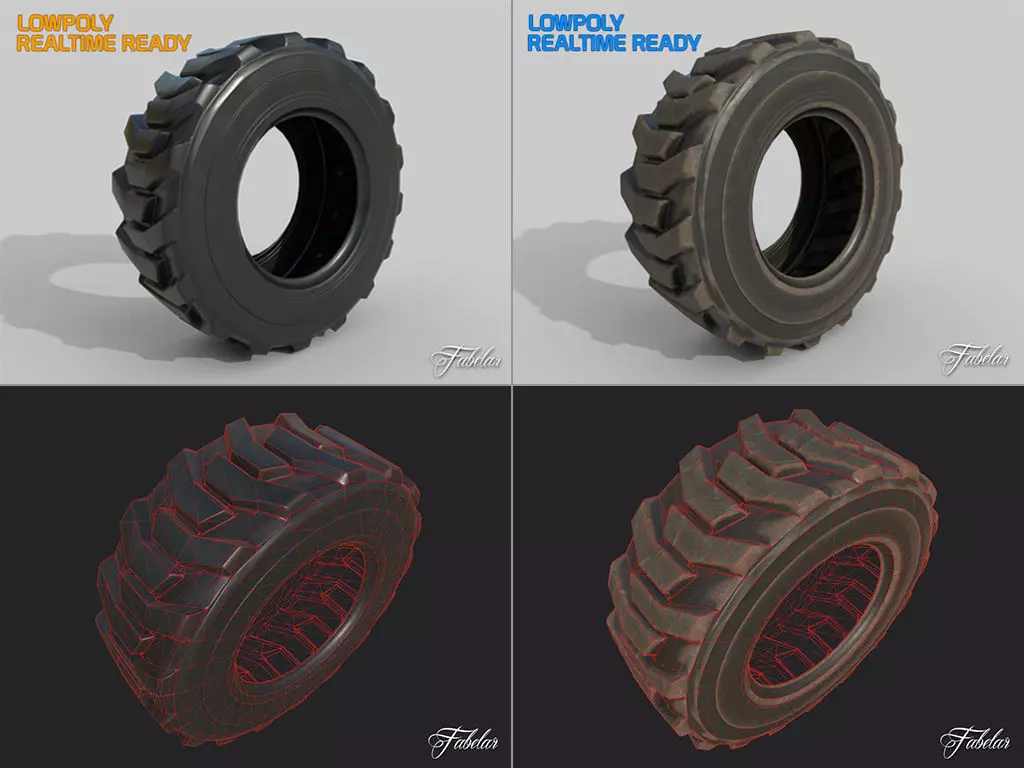 Loader tyre collection Low-poly 3D model_0