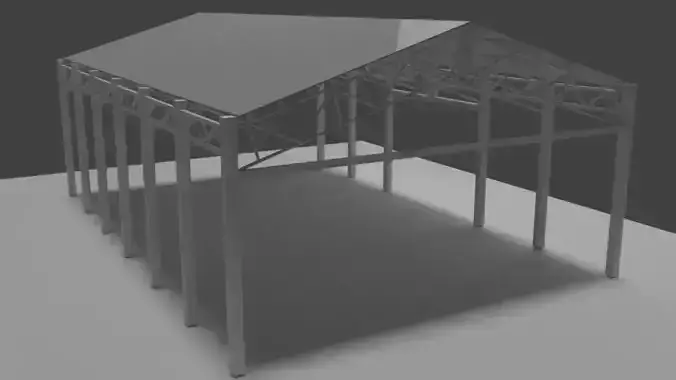 Hangar metal structure with roof Free 3D model